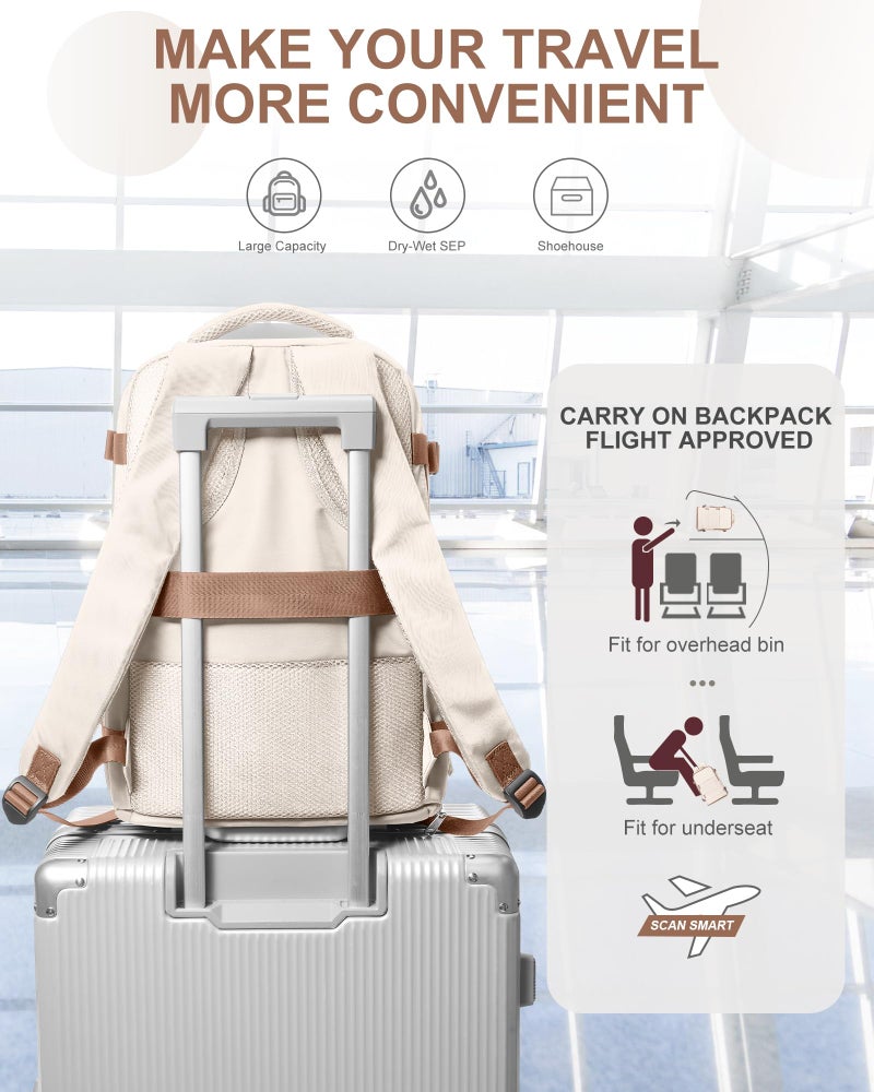 coowoz Travel Backpack Carry On for Women Man Gym Backpacks with Laptop Compartment Mochila de Viaje Teacher Personal Item Backpack Airplane Accessories Must Haves Beige Brown Small - Image 5